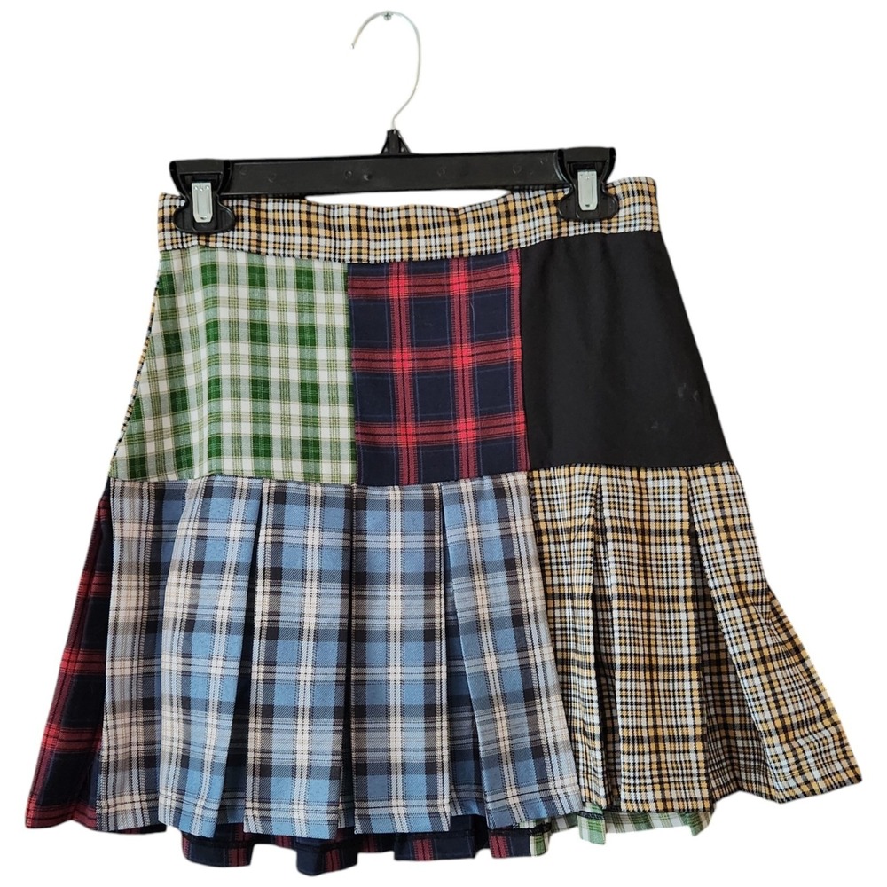 Dolls Kill The Ragged Priest Womens 10 Patchwork Pleated‎ Plaid Mini Skirt